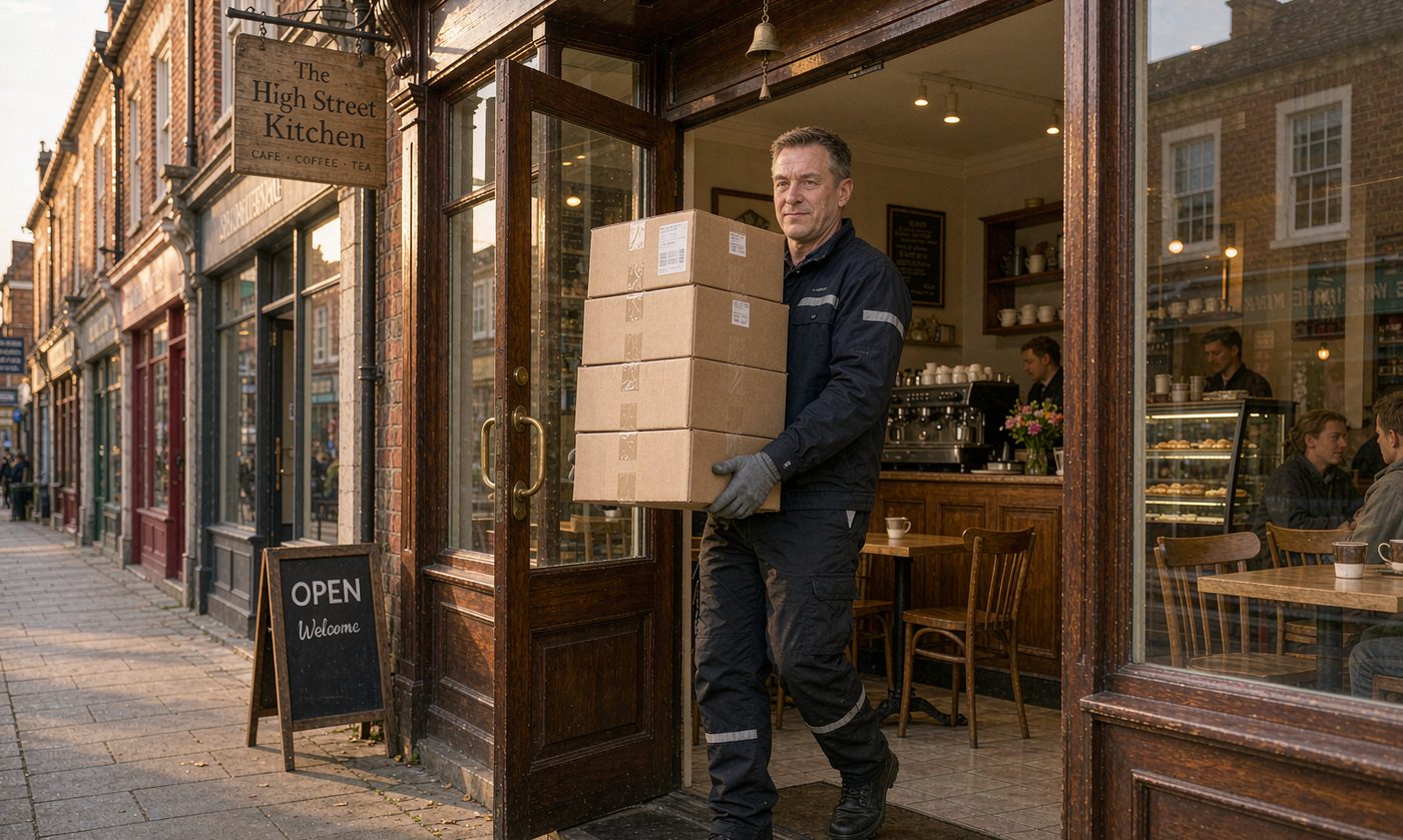 Freightwise courier delivering on a scheduled route